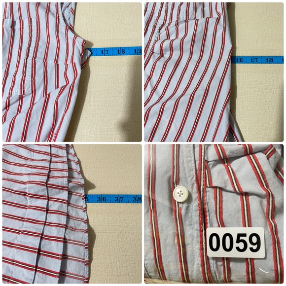 DEREK LAM 10 CROSBY Women’s Blue Red Striped Ruffle Placket  Mini Shirtdress 10 - Picture 16 of 16